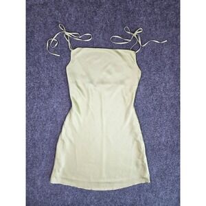 Abercrombie & Fitch Satin Mini Dress Womens XS Sage Green Cowl Neck Tie Shoulder